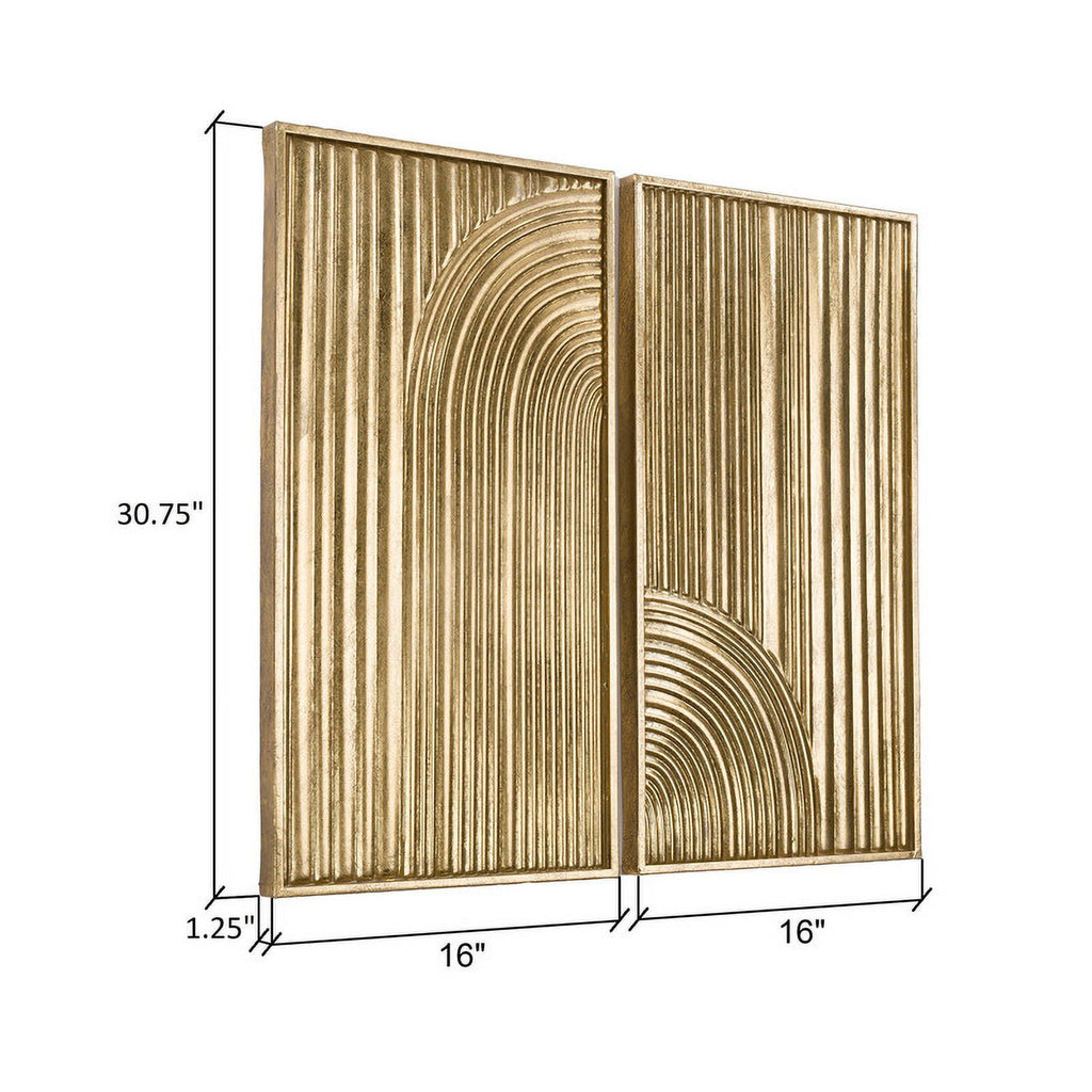 Rustic Metal Decor Elysia Gold Abstract Metal Modern Wall Art Set of 2