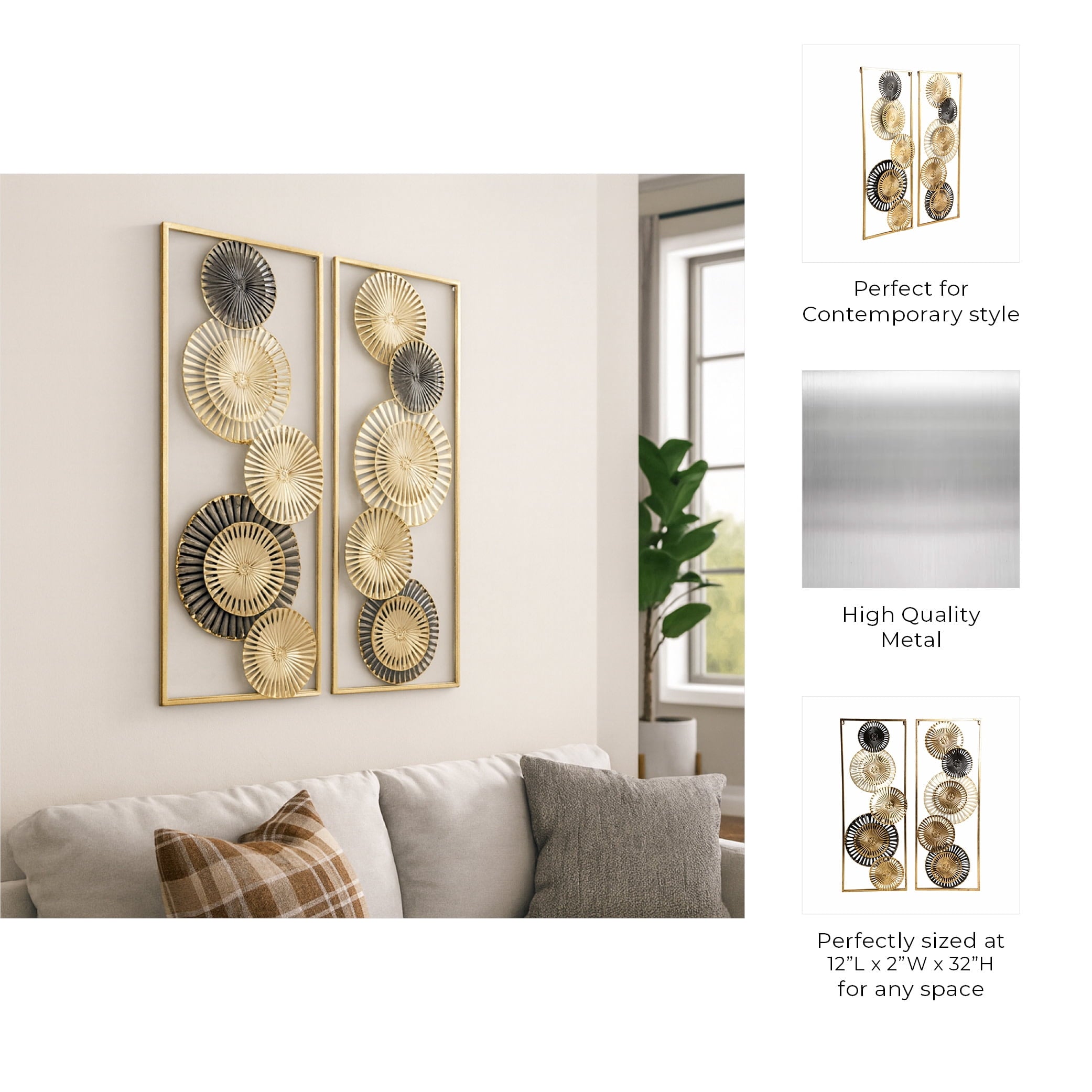 Rustic Metal Decor Pierced Disc Metal Wall Panels for Home Decor - Mounted Wall Art