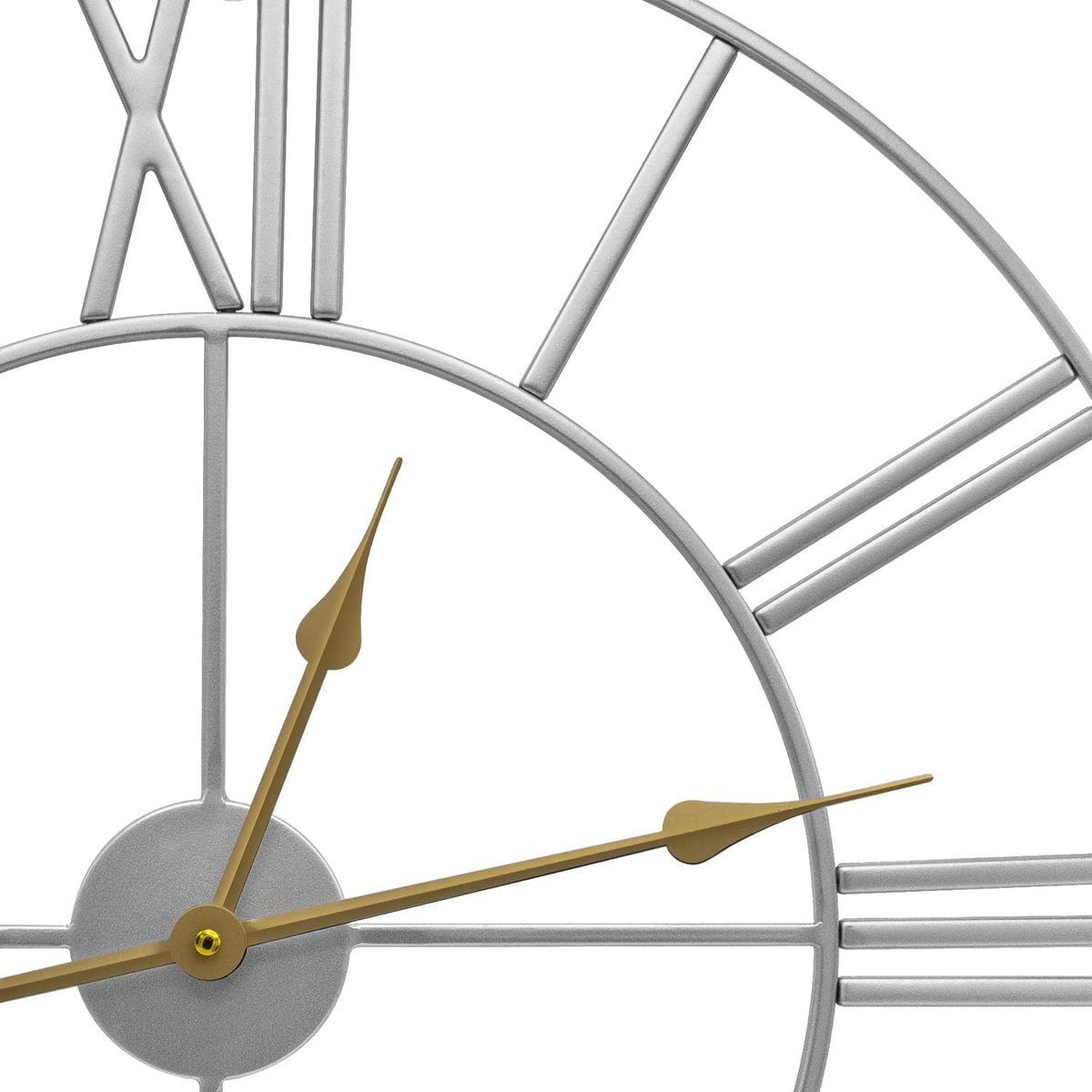 Rustic Metal Decor Analog Wall Clock - Roman Numeral Style, Battery Operated