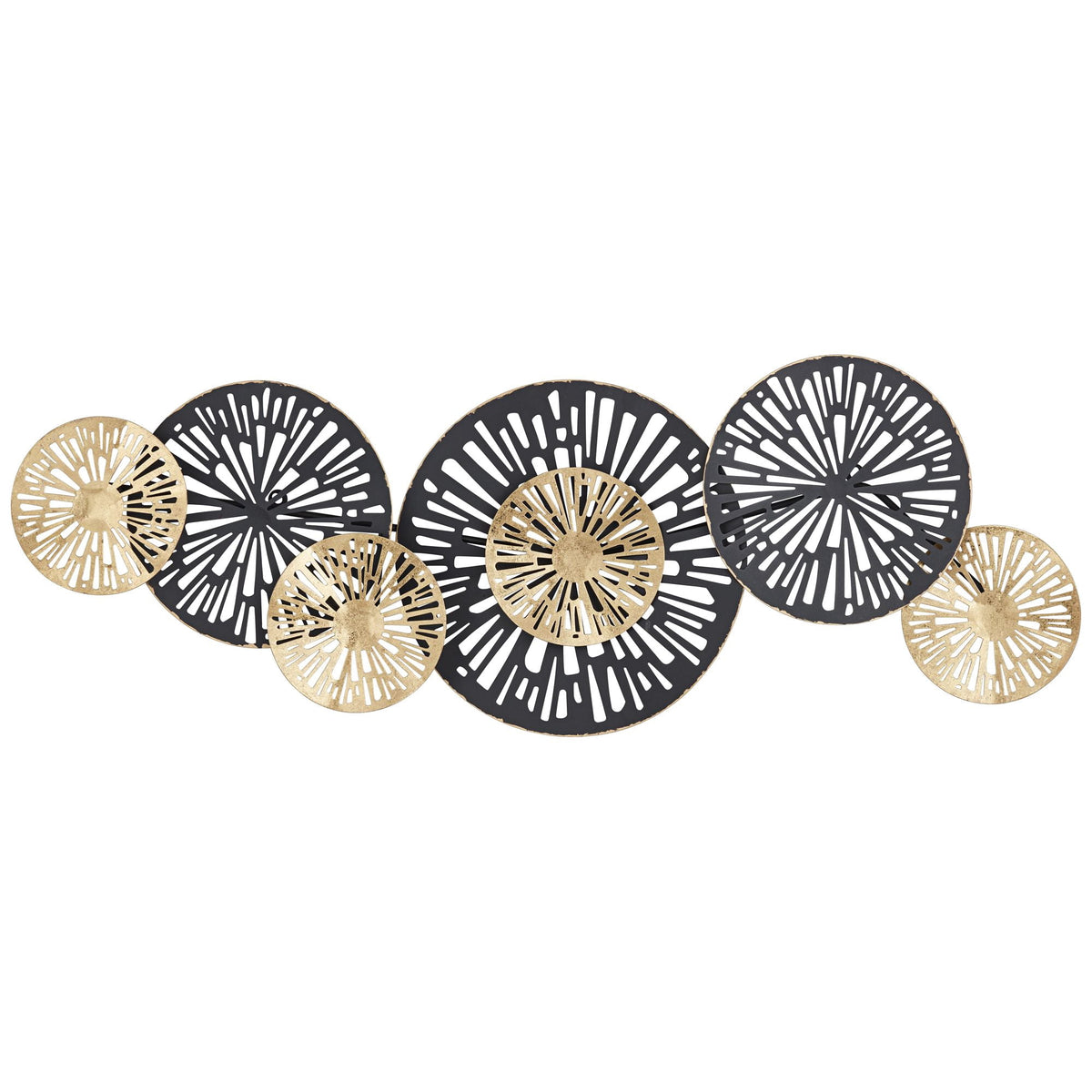 Rustic Metal Decor Amelia Gold and Black 47 1/4" Wide Fan Metal Wall Art