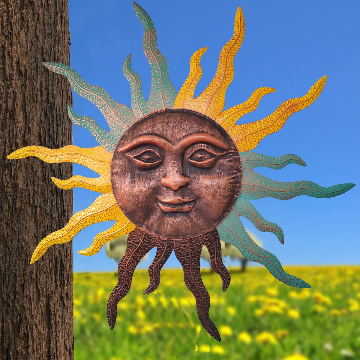 Rustic Metal Decor Large Metal Sun Wall Art Decor - 30 Inches Rustic Retro Sun Wall