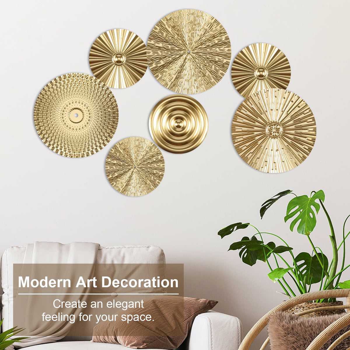 Rustic Metal Decor Metal Plate Wall Decor Art Minimalist Gold Wall Decoration Hangable