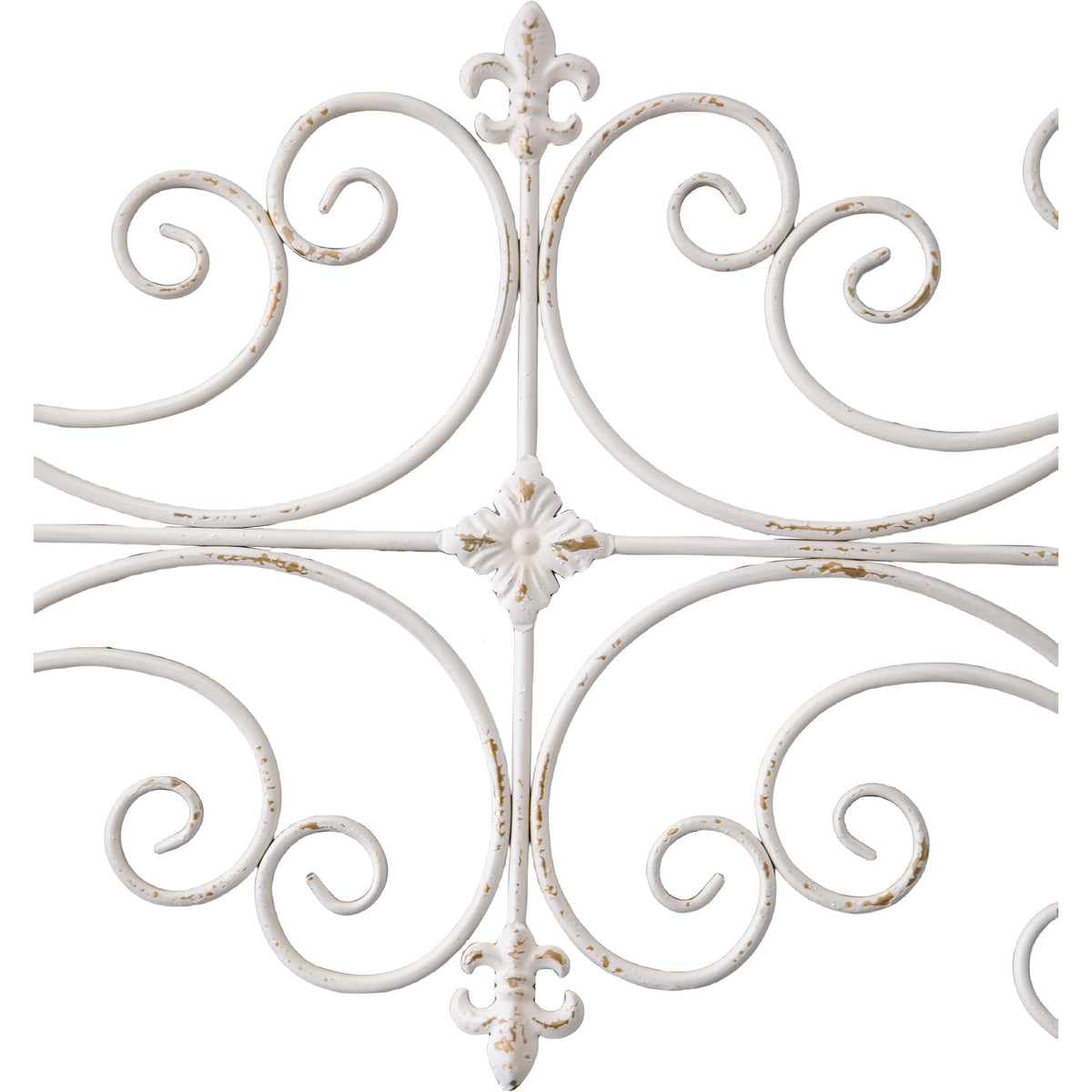 Rustic Metal Decor White Metal Wall Art 45"x18", Rustic Wrought Iron Scroll Wall Decor