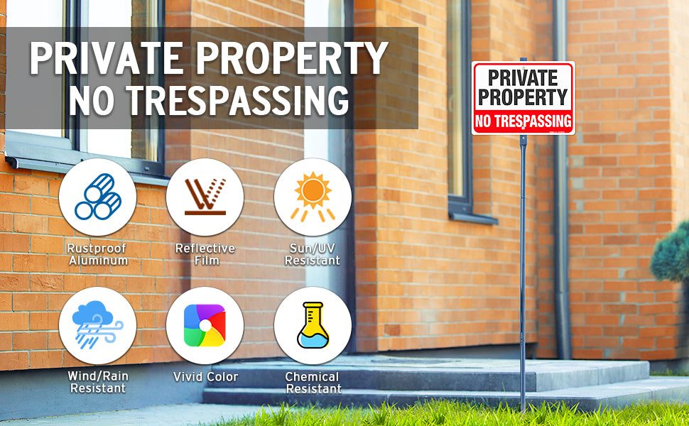 Rustic Metal Decor Large No Trespassing Sign Private Property with 54" Metal Thick