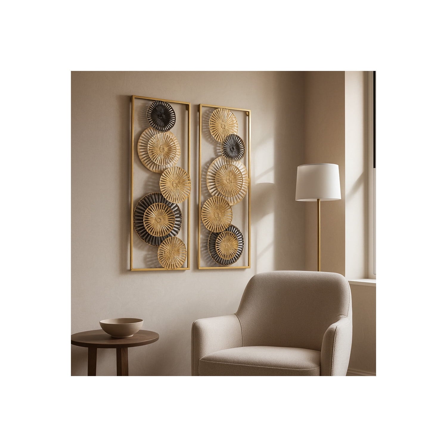 Rustic Metal Decor Pierced Disc Metal Wall Panels for Home Decor - Mounted Wall Art