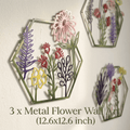 Rustic Metal Decor 3 Pcs Metal Flower Wall Art Minimalist Floral Wall Hanging Decor
