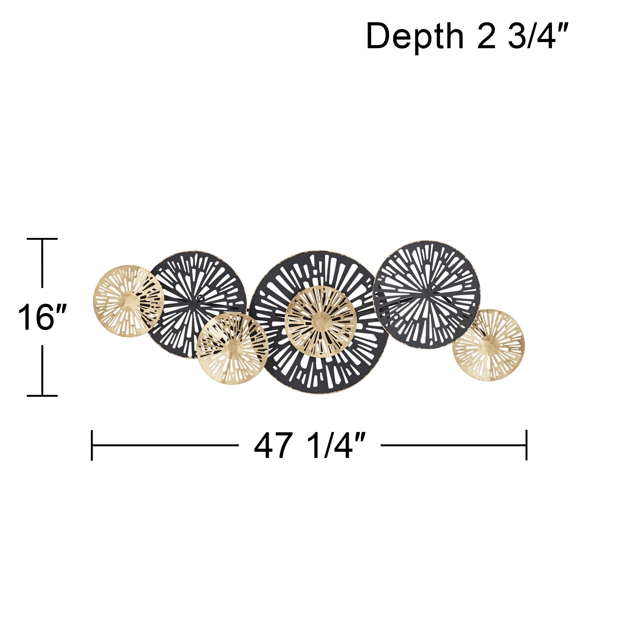 Rustic Metal Decor Amelia Gold and Black 47 1/4" Wide Fan Metal Wall Art