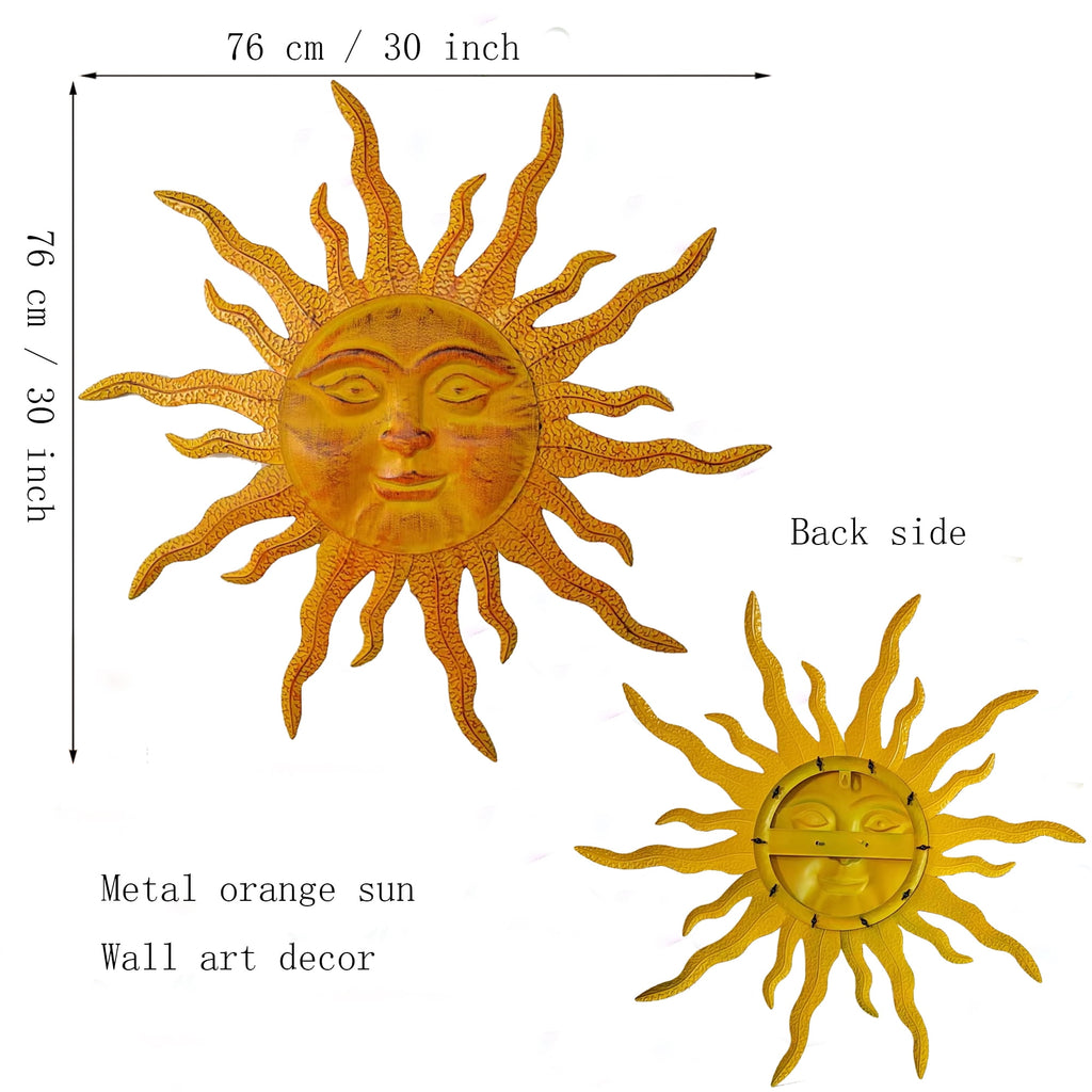 Rustic Metal Decor Large Metal Sun Wall Art Decor - 30 Inches Rustic Retro Sun Wall