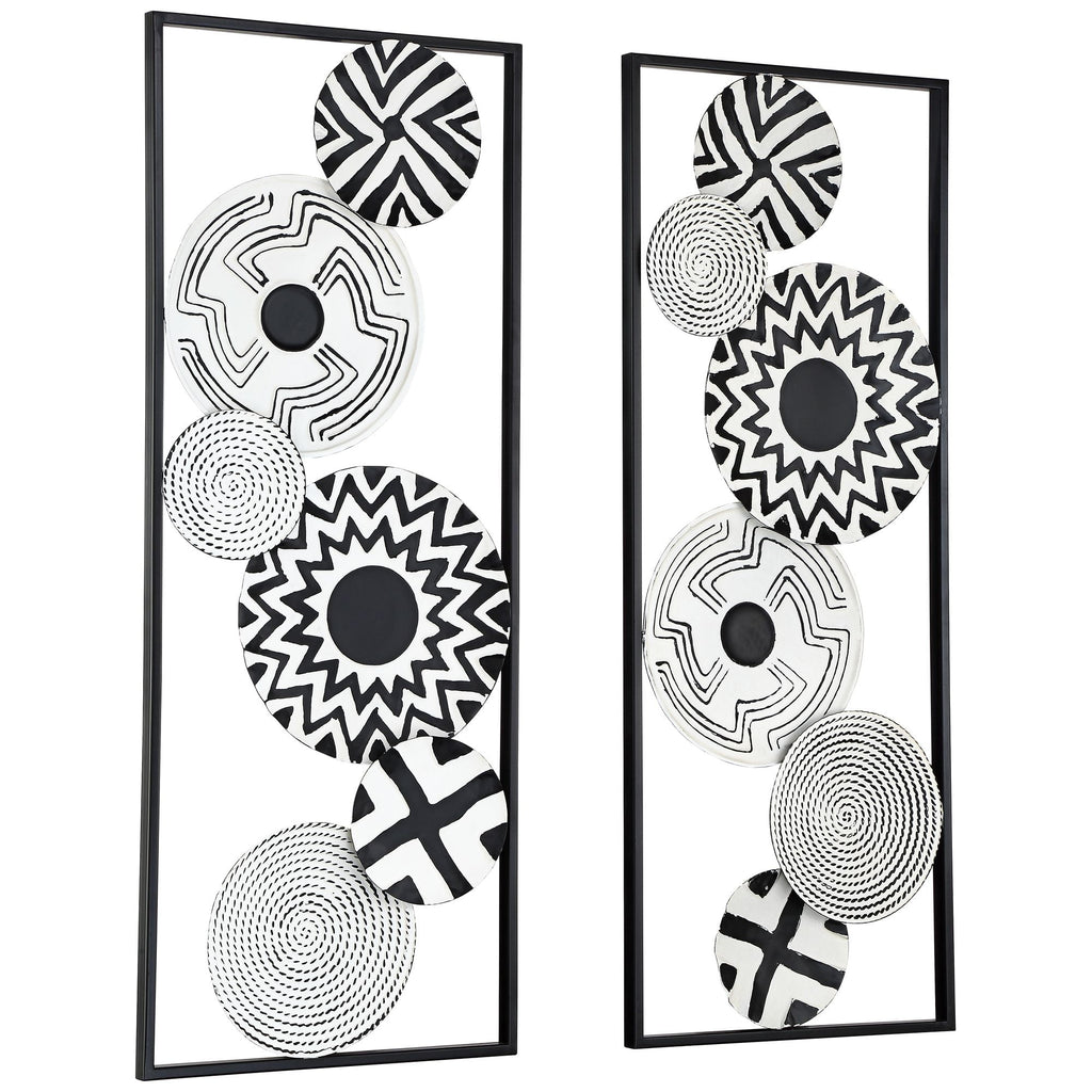 Rustic Metal Decor Selke Black and White Discs 35 1/2" High Metal Wall Art Set of 2