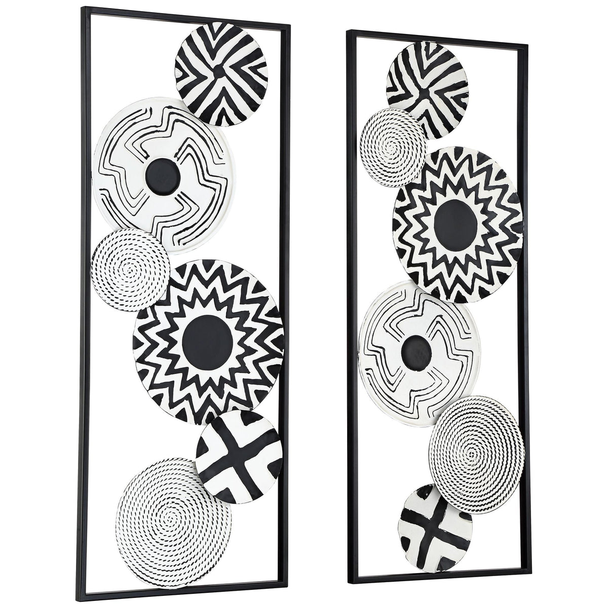 Rustic Metal Decor Selke Black and White Discs 35 1/2" High Metal Wall Art Set of 2