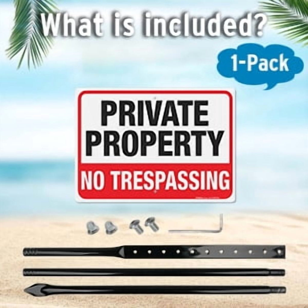 Rustic Metal Decor Large No Trespassing Sign Private Property with 54" Metal Thick