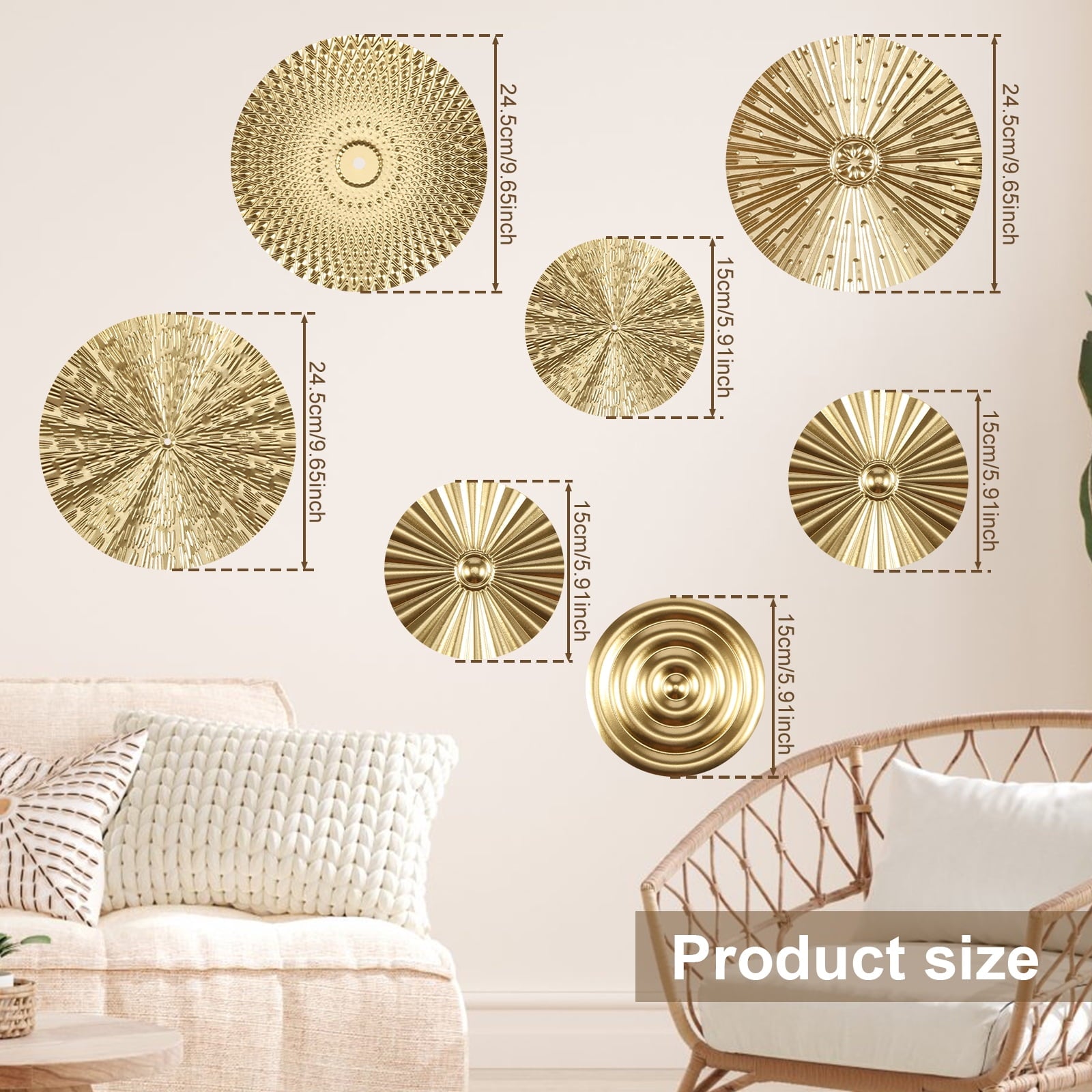 Rustic Metal Decor Metal Plate Wall Decor Art Minimalist Gold Wall Decoration Hangable