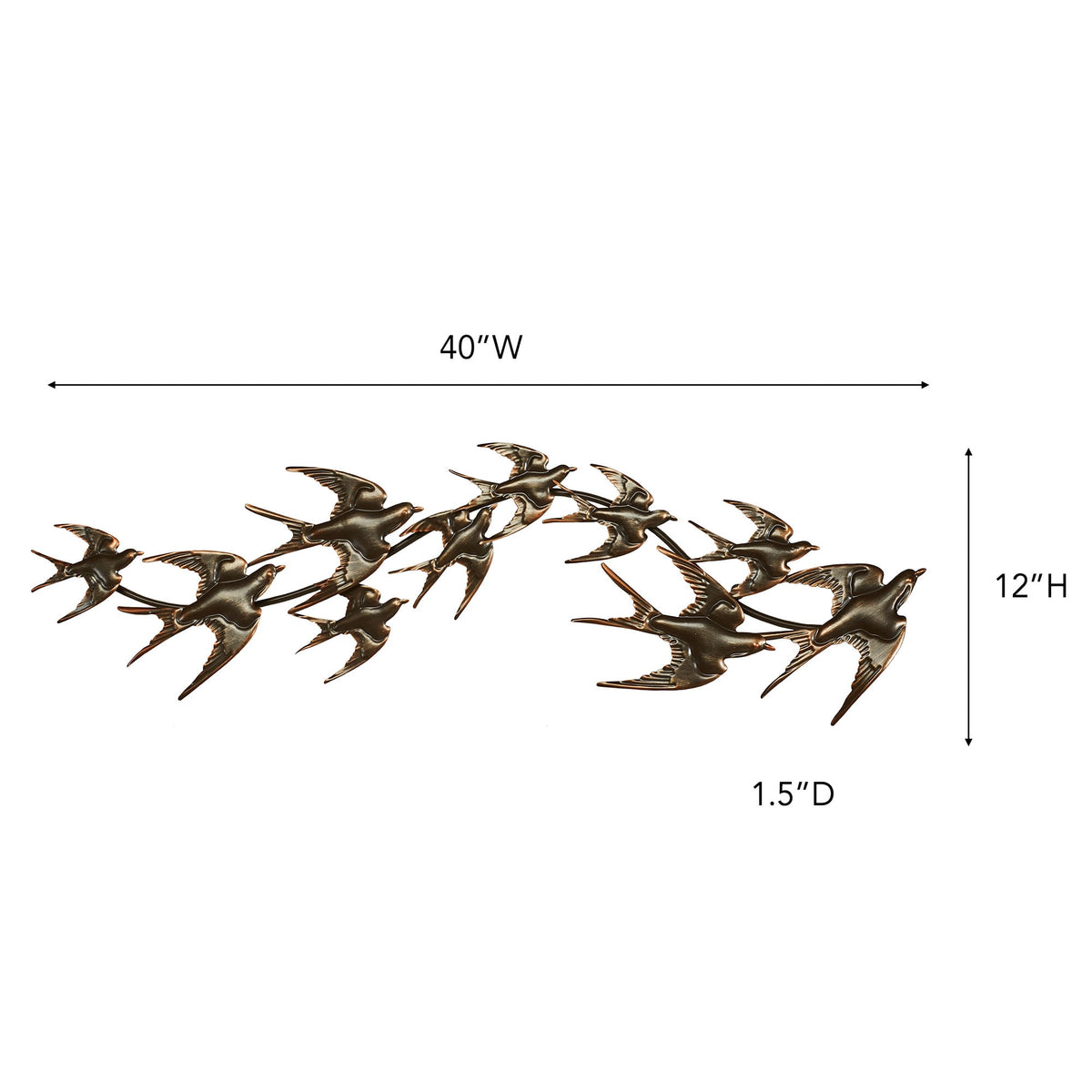 Rustic Metal Decor Soaring Sparrow Birds Metal Wall Art Topper in Natural Dark Bronze