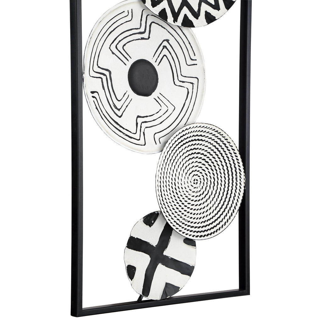Rustic Metal Decor Selke Black and White Discs 35 1/2" High Metal Wall Art Set of 2