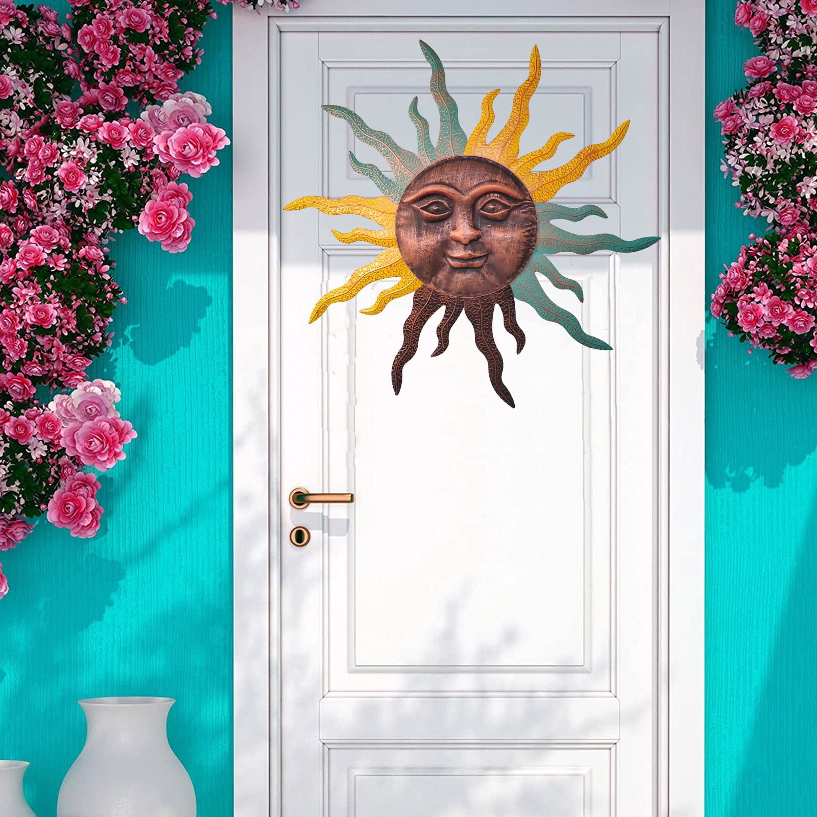 Rustic Metal Decor Large Metal Sun Wall Art Decor - 30 Inches Rustic Retro Sun Wall
