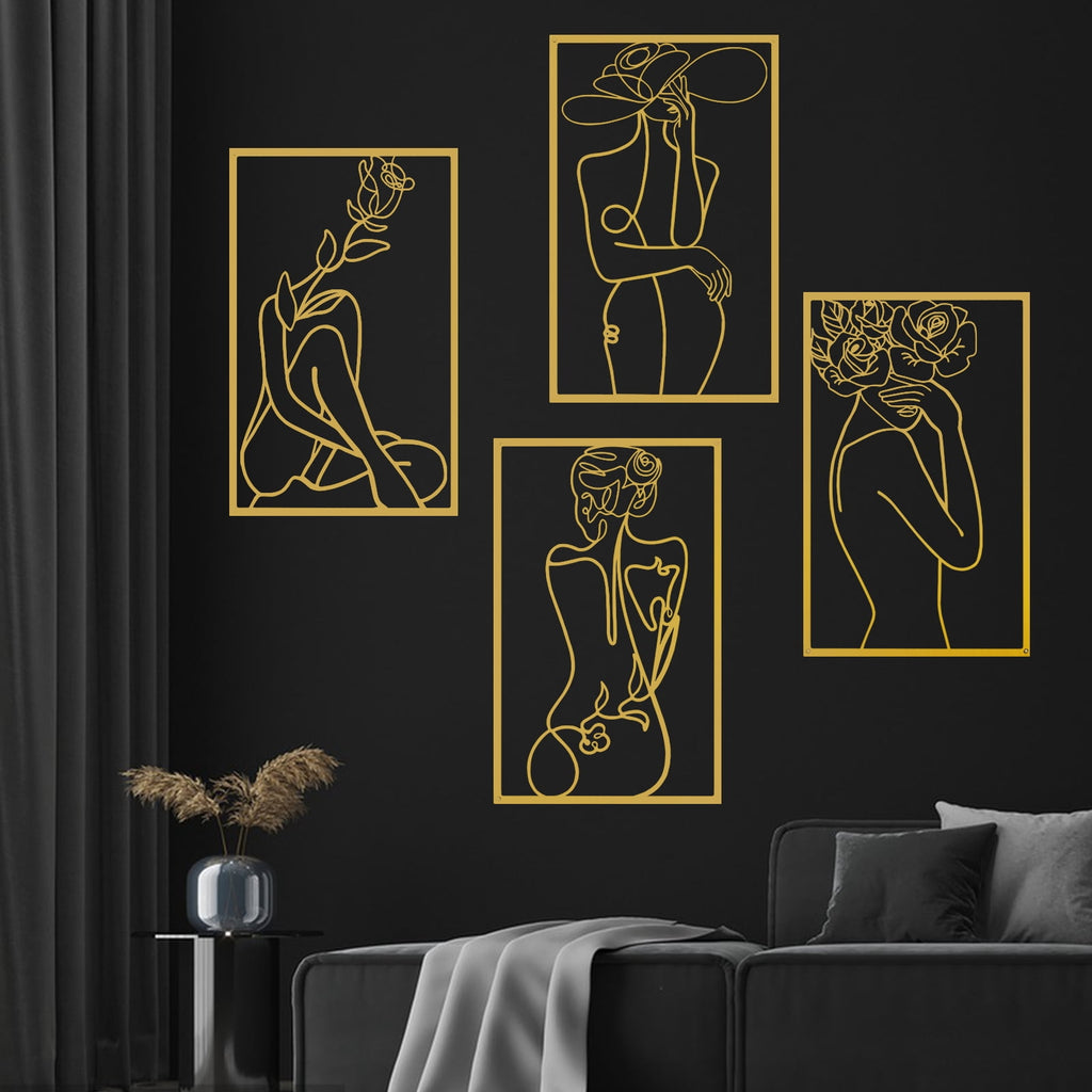 Rustic Metal Decor Wall Art Decor for Room Decor, 4 Piece Abstract Metal Wall Art,