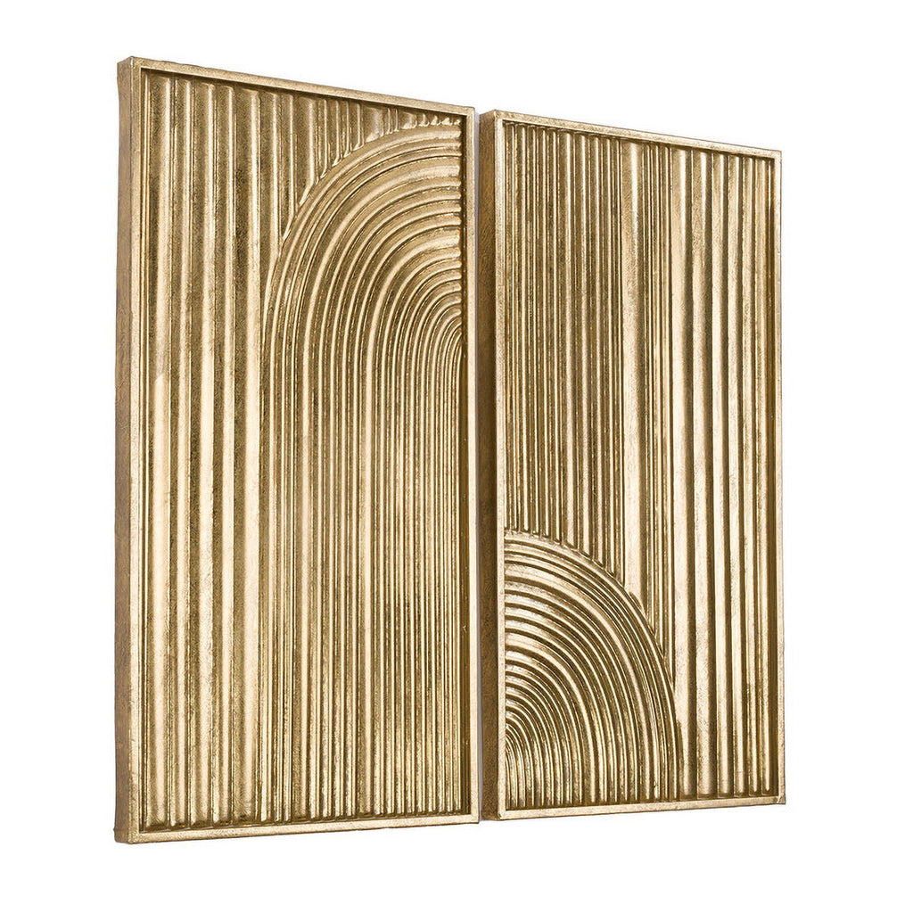 Rustic Metal Decor Elysia Gold Abstract Metal Modern Wall Art Set of 2