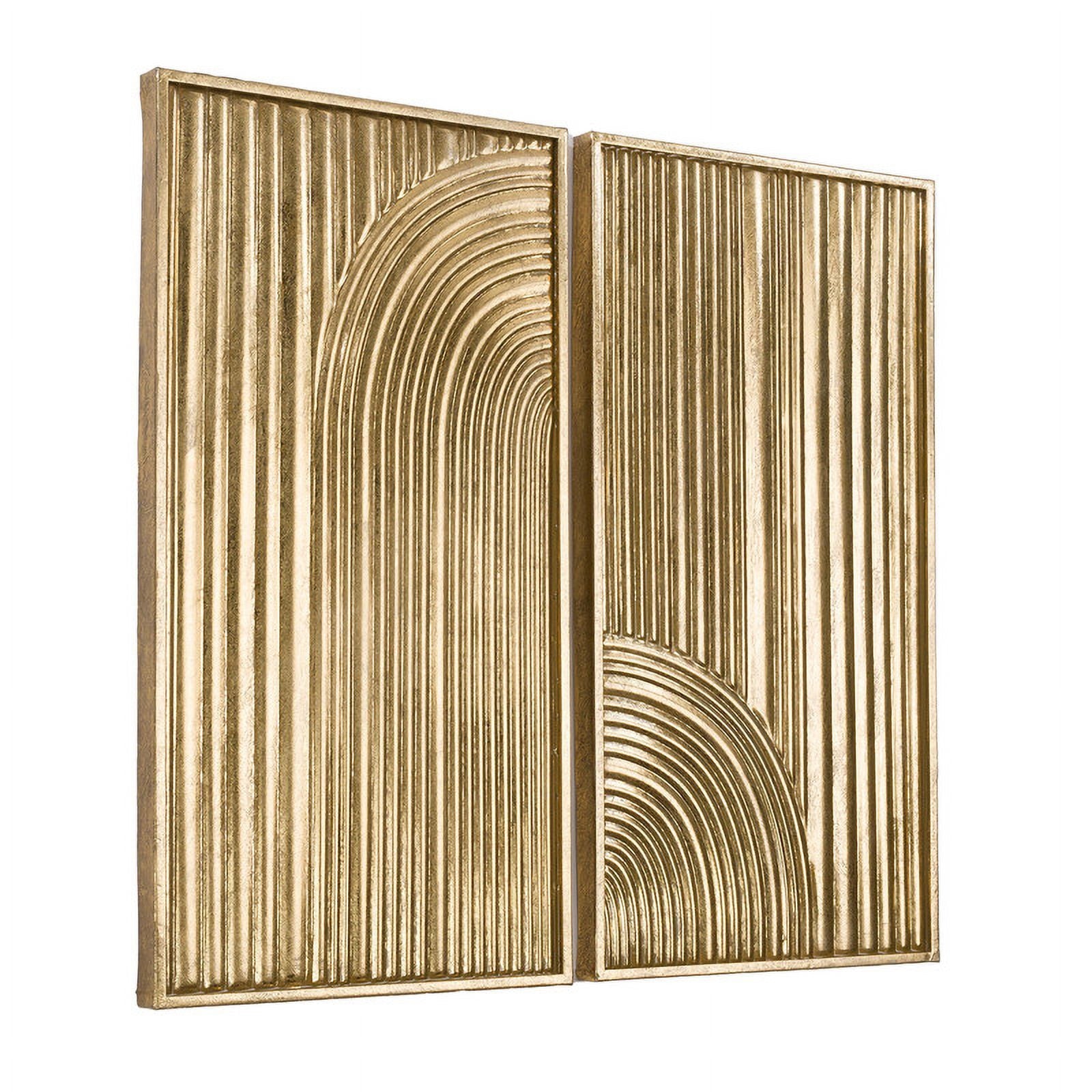 Rustic Metal Decor Elysia Gold Abstract Metal Modern Wall Art Set of 2