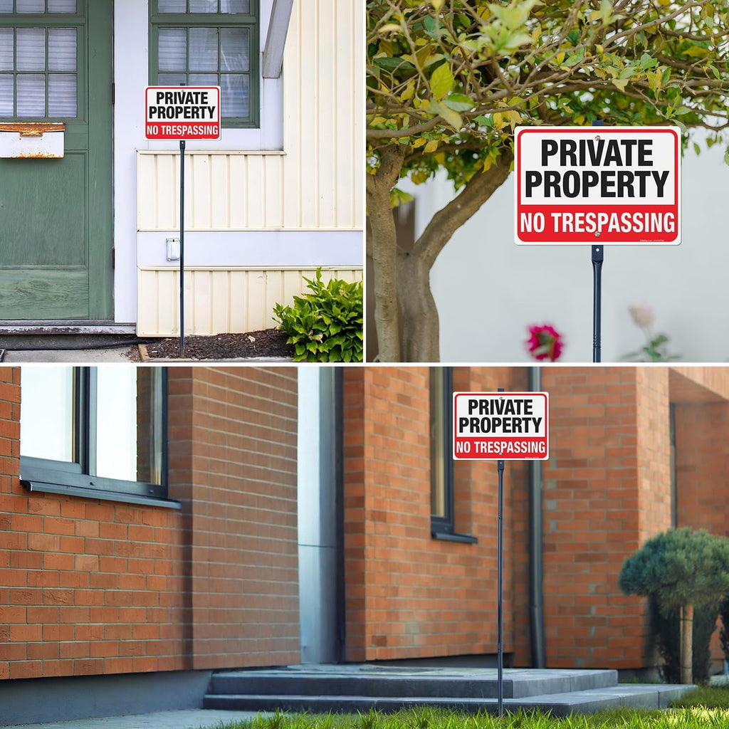 Rustic Metal Decor Large No Trespassing Sign Private Property with 54" Metal Thick