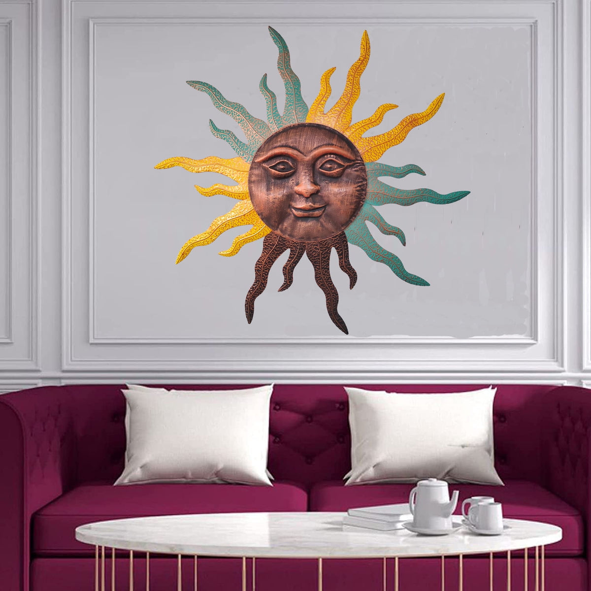 Rustic Metal Decor Large Metal Sun Wall Art Decor - 30 Inches Rustic Retro Sun Wall