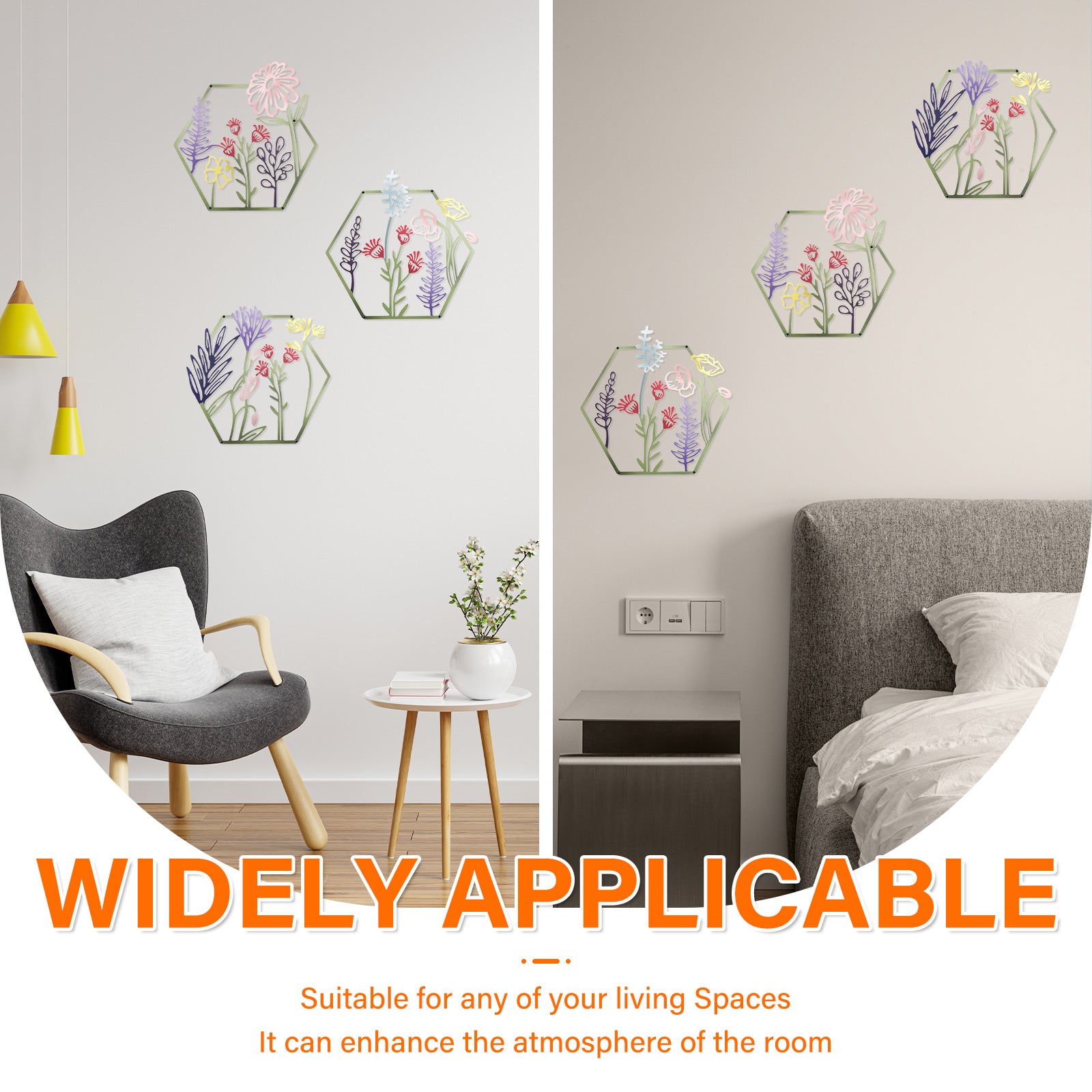 Rustic Metal Decor 3 Pcs Metal Flower Wall Art Minimalist Floral Wall Hanging Decor
