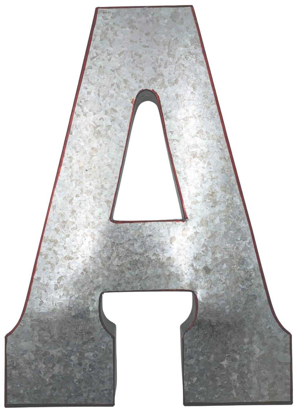 Rustic Metal Decor Huge 20" Metal Letter "A" Wall Decor, Silver with Rusted Edges,