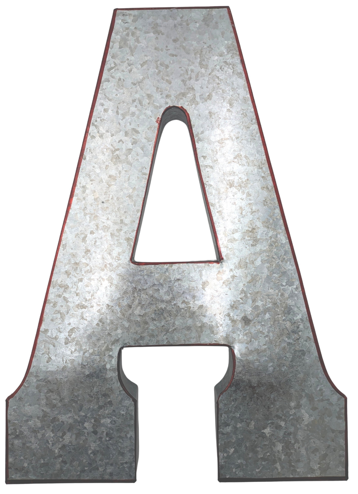 Rustic Metal Decor Huge 20" Metal Letter "A" Wall Decor, Silver with Rusted Edges,