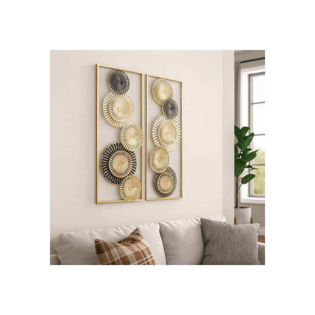 Rustic Metal Decor Pierced Disc Metal Wall Panels for Home Decor - Mounted Wall Art