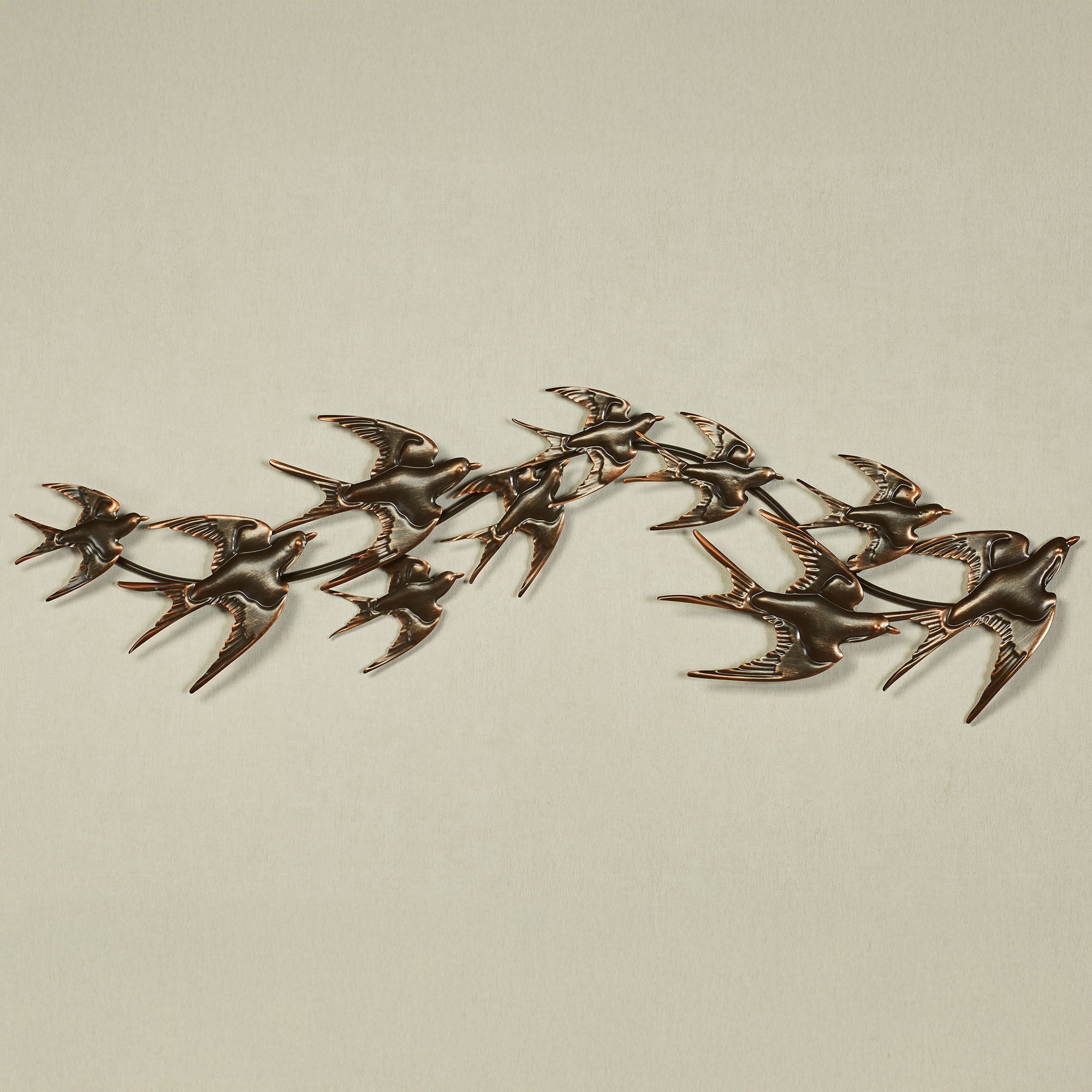 Rustic Metal Decor Soaring Sparrow Birds Metal Wall Art Topper in Natural Dark Bronze