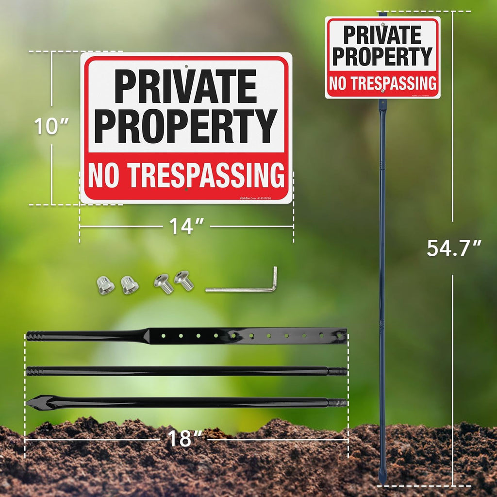 Rustic Metal Decor Large No Trespassing Sign Private Property with 54" Metal Thick