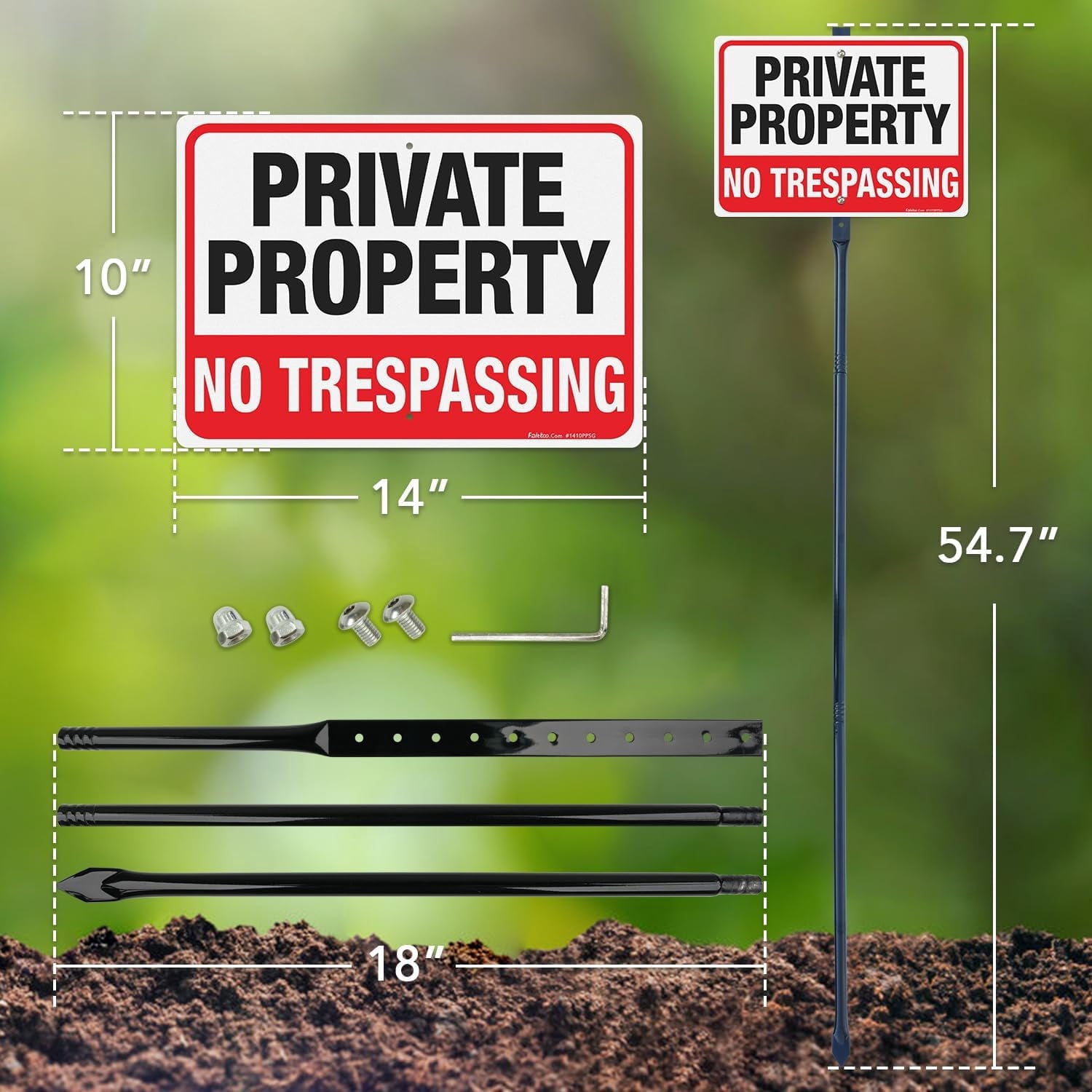 Rustic Metal Decor Large No Trespassing Sign Private Property with 54" Metal Thick