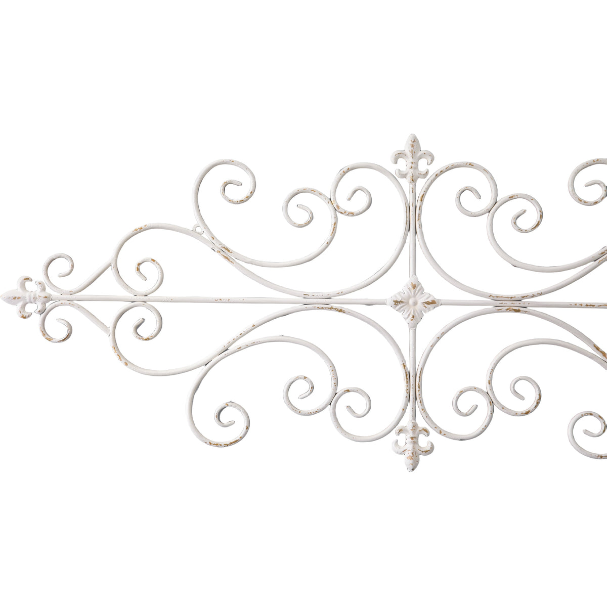Rustic Metal Decor White Metal Wall Art 45"x18", Rustic Wrought Iron Scroll Wall Decor