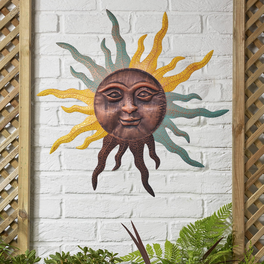 Rustic Metal Decor Large Metal Sun Wall Art Decor - 30 Inches Rustic Retro Sun Wall