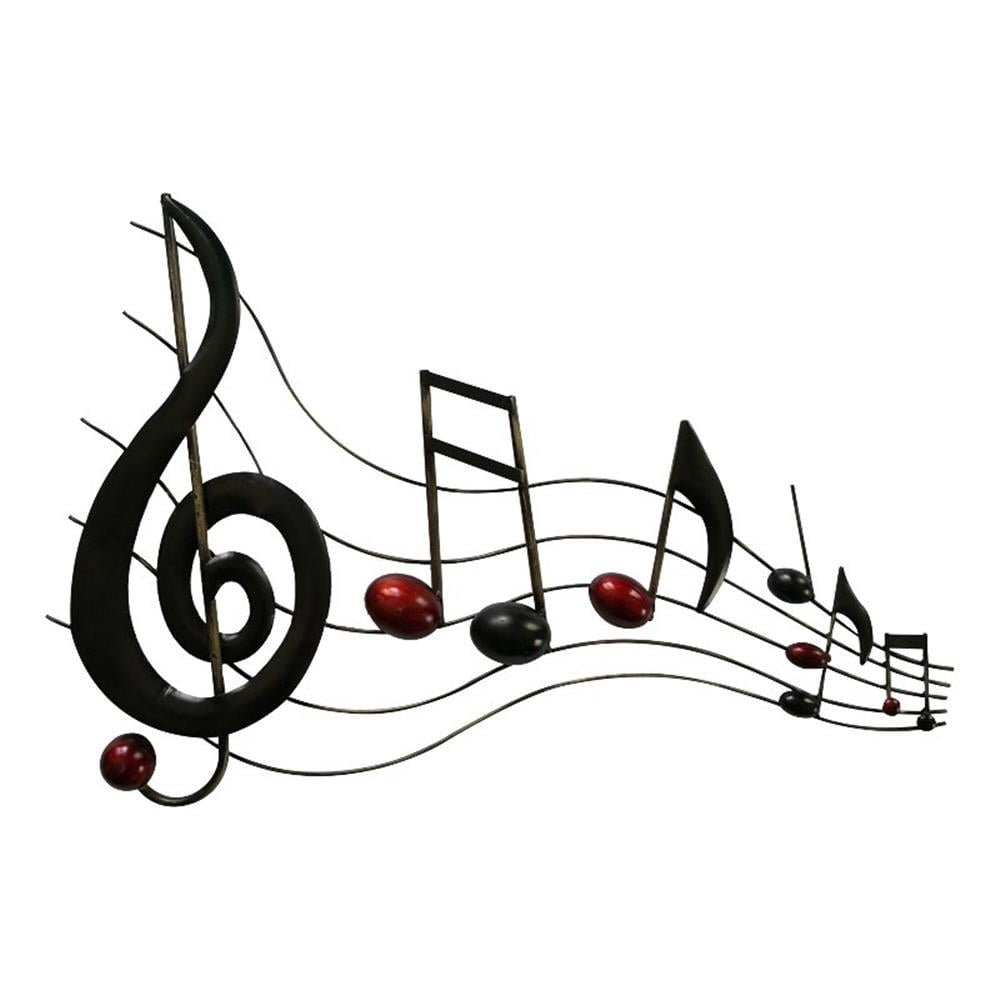 Rustic Metal Decor Metal Musical Notes Wall Hanging Art Decor, Black and Copper