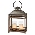 Rustic Metal Decor Candleholder Metal and Wooden Lantern Gray Small 12"Wx6"Dx18"H Small
