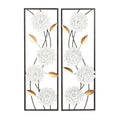 Rustic Metal Decor White Metal Dimensional Floating Floral Wall Decor with Black and
