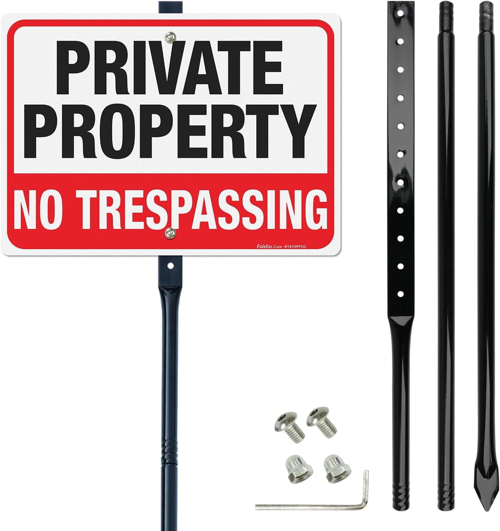 Rustic Metal Decor Large No Trespassing Sign Private Property with 54" Metal Thick