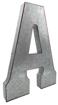 Rustic Metal Decor Huge 20" Metal Letter "A" Wall Decor, Silver with Rusted Edges,