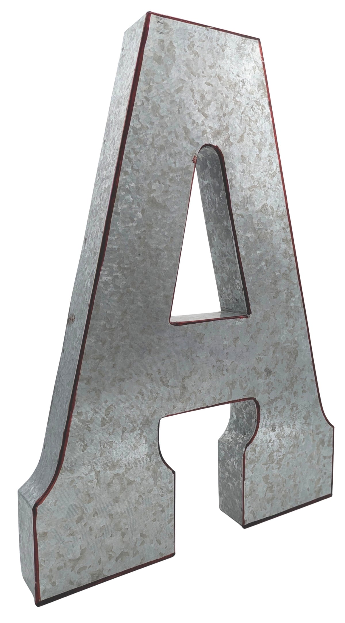 Rustic Metal Decor Huge 20" Metal Letter "A" Wall Decor, Silver with Rusted Edges,