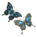 Rustic Metal Decor Metal Butterfly Wall Decor, 2Pack 12" Hanging Glass Butterfly