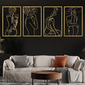 Rustic Metal Decor Wall Art Decor for Room Decor, 4 Piece Abstract Metal Wall Art,
