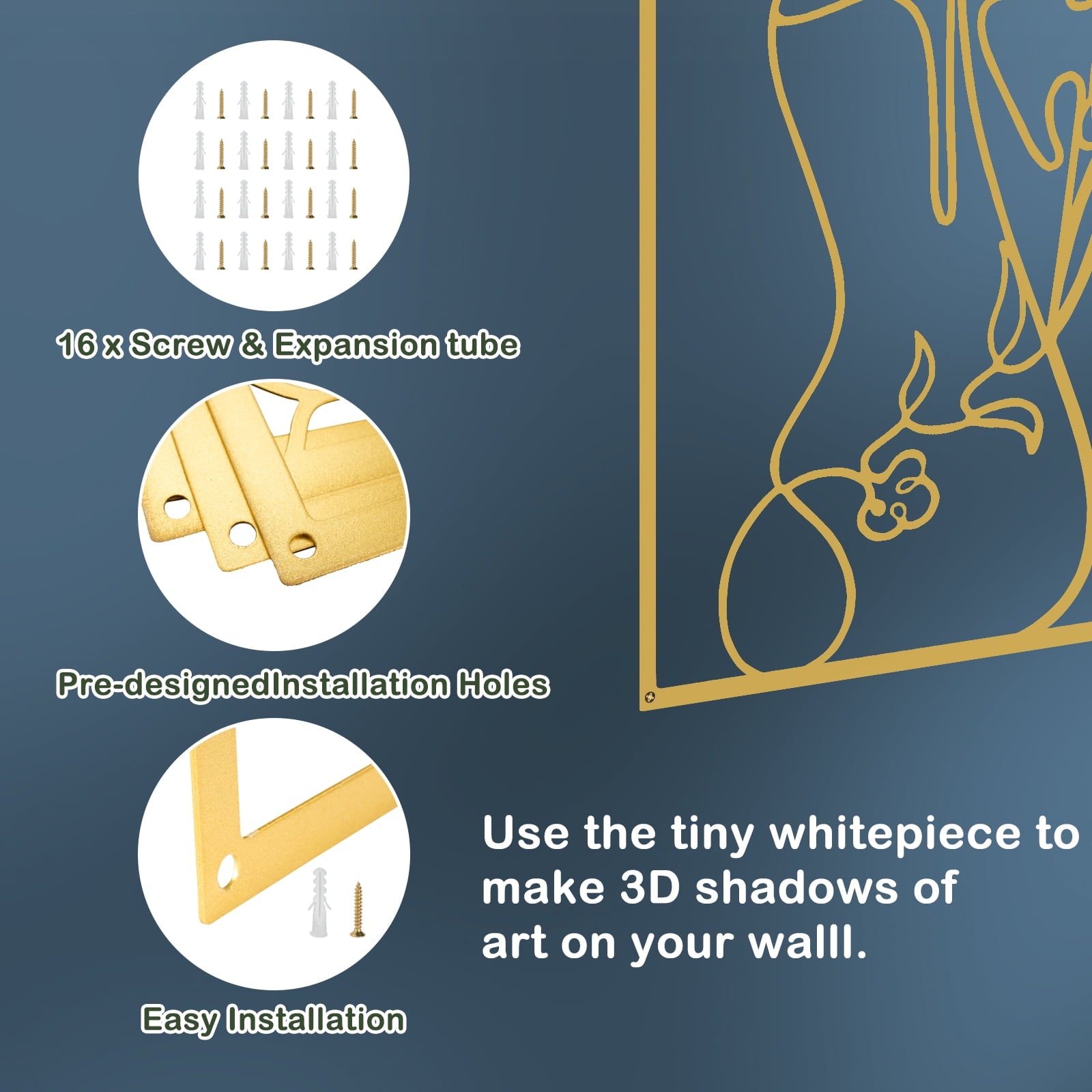Rustic Metal Decor Wall Art Decor for Room Decor, 4 Piece Abstract Metal Wall Art,