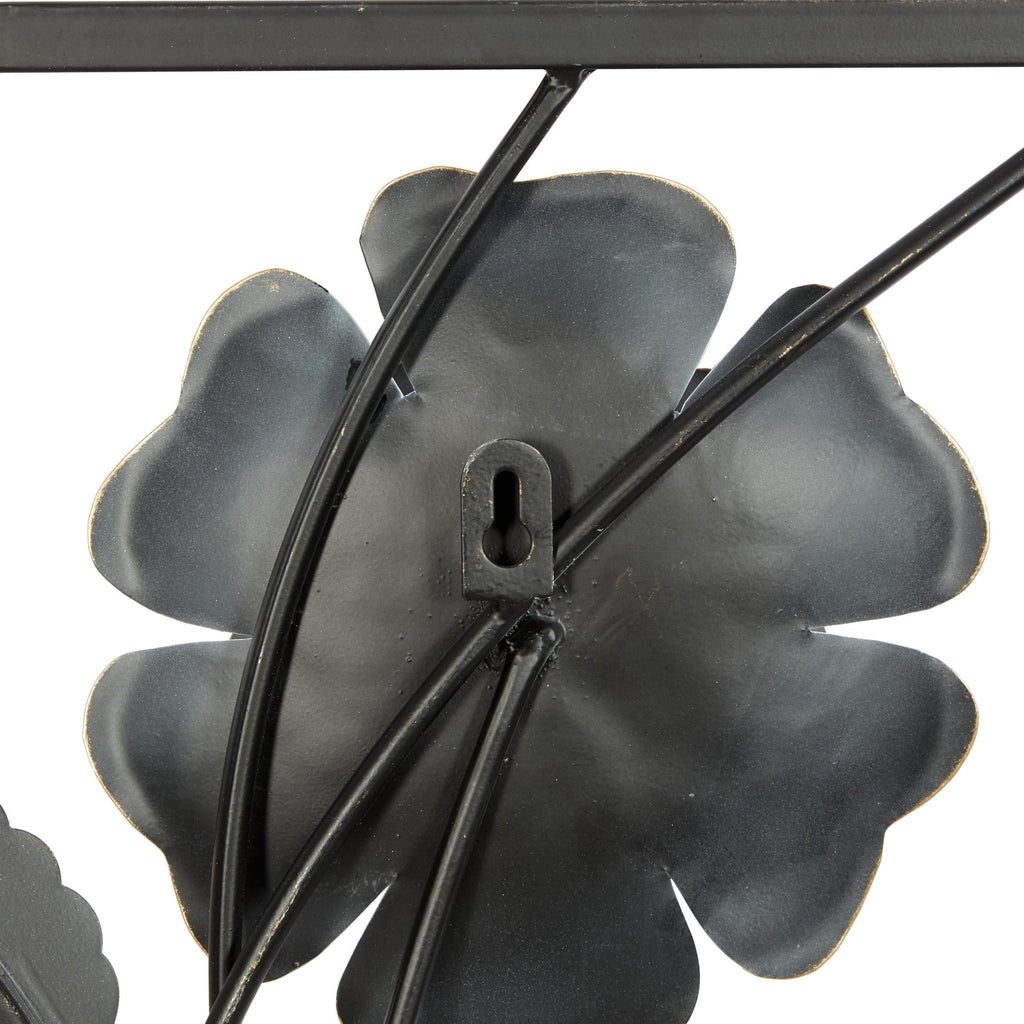 Rustic Metal Decor White Metal Dimensional Floating Floral Wall Decor with Black and