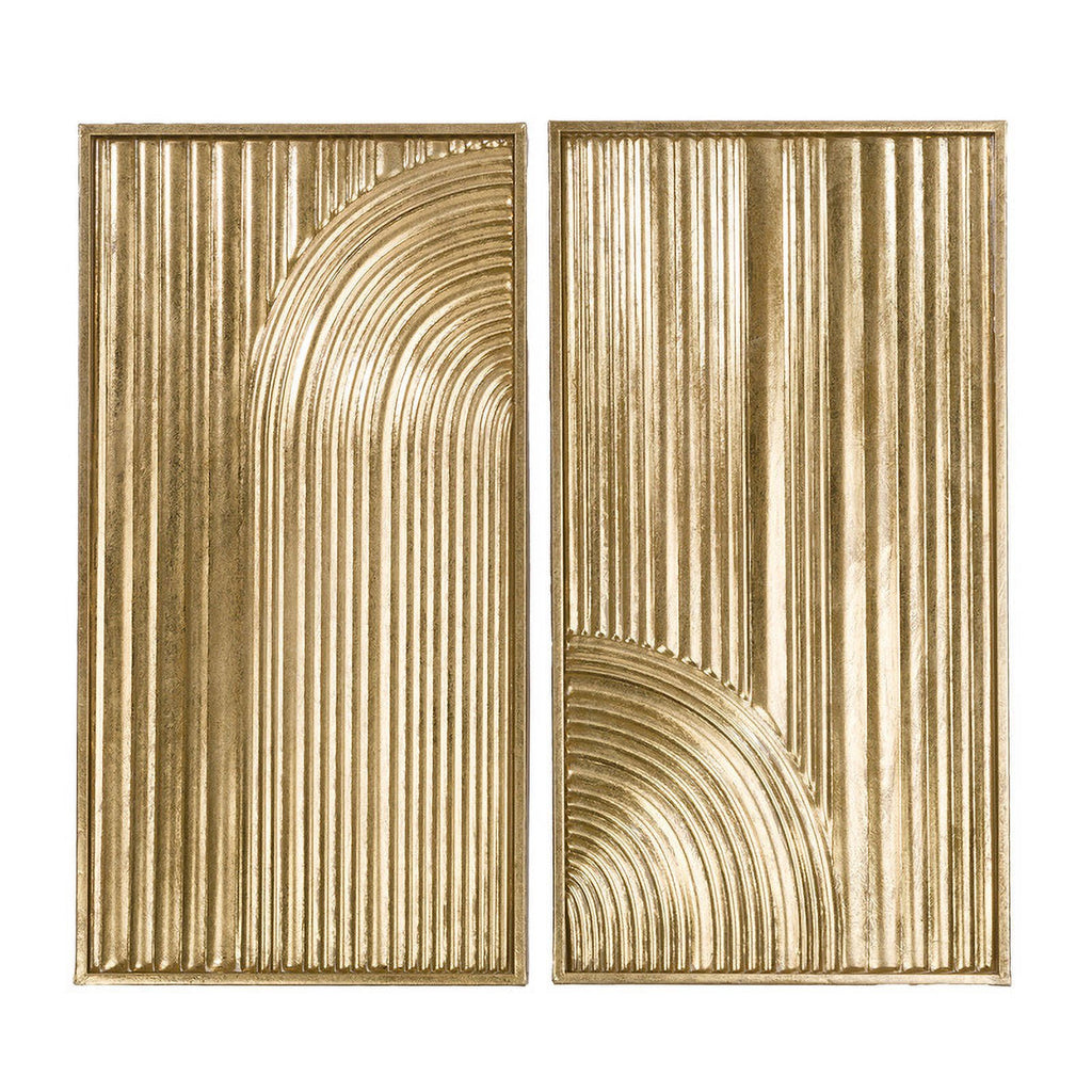 Rustic Metal Decor Elysia Gold Abstract Metal Modern Wall Art Set of 2