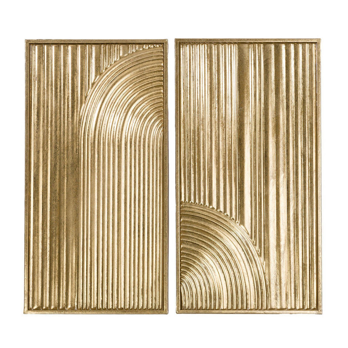 Rustic Metal Decor Elysia Gold Abstract Metal Modern Wall Art Set of 2