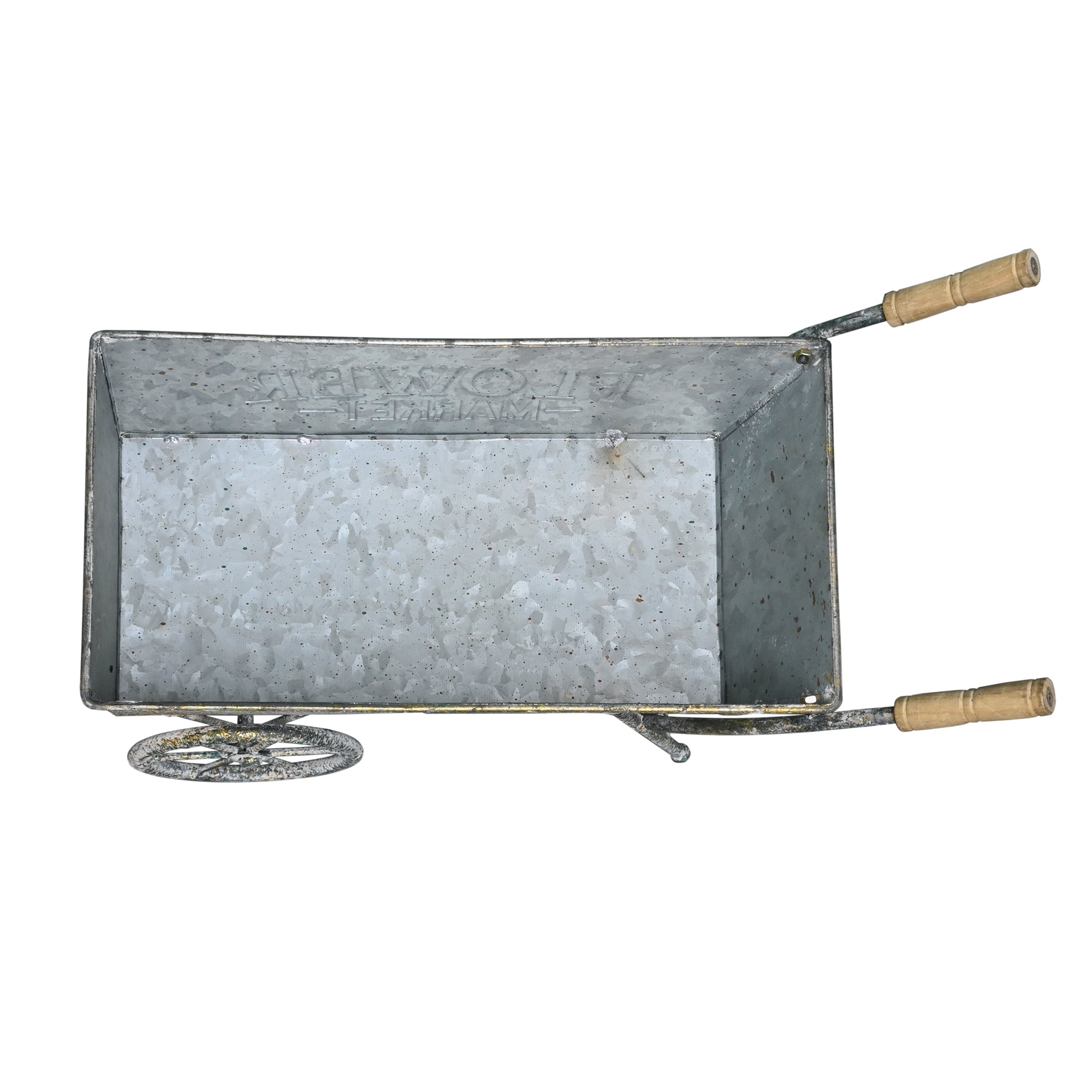 Rustic Metal Decor Vintage Metal Wheelbarrow Planter Cart, Small Flower Pot Holder for