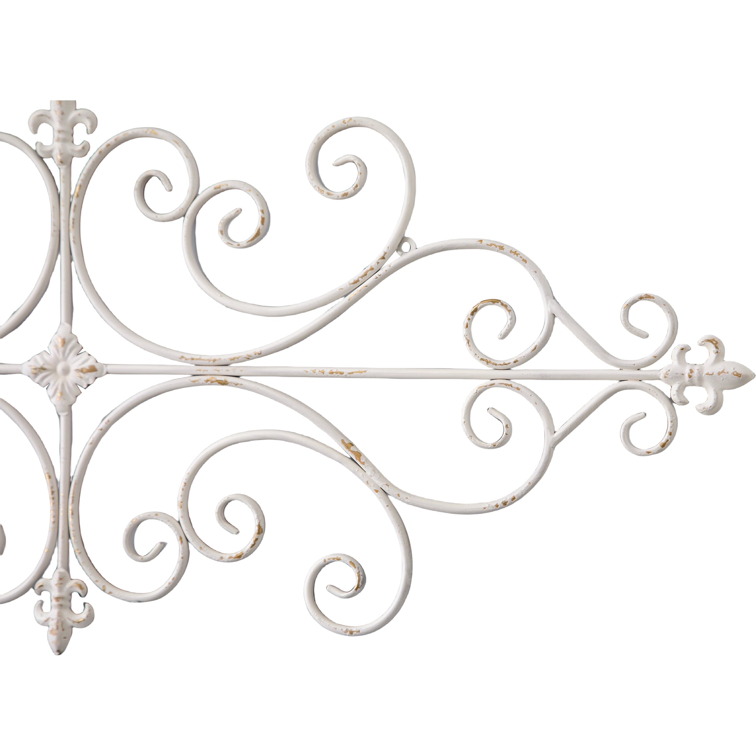 Rustic Metal Decor White Metal Wall Art 45"x18", Rustic Wrought Iron Scroll Wall Decor