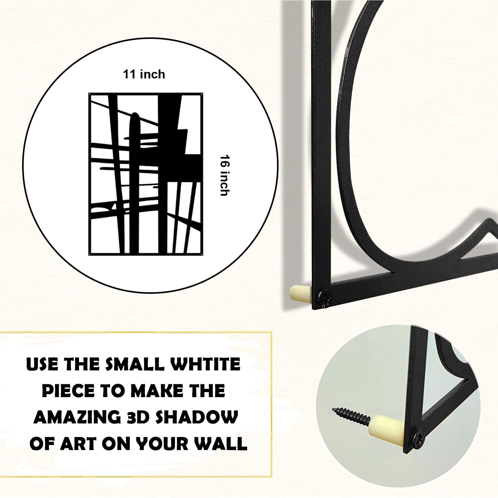 Rustic Metal Decor 4 Pack Black Abstract Metal Wall Art (16'' x 11''), Minimalist Art