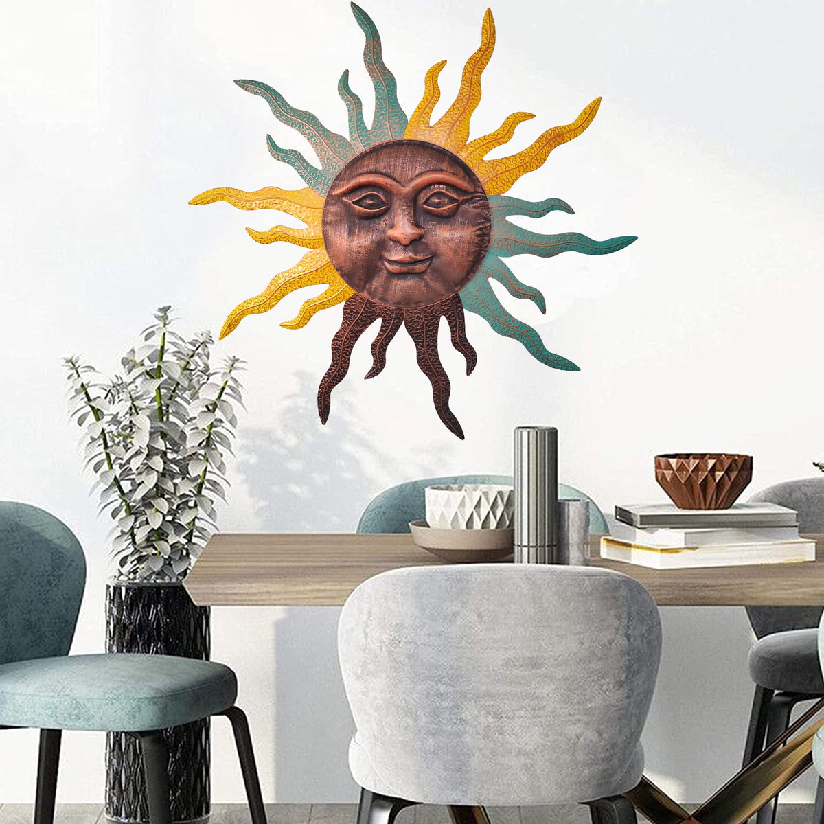 Rustic Metal Decor Large Metal Sun Wall Art Decor - 30 Inches Rustic Retro Sun Wall