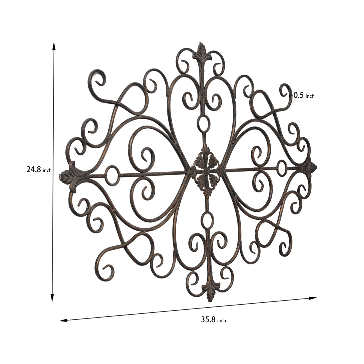 Rustic Metal Decor Black Metal Wall Sculptures, Vintage Wrought Iron Scroll Wall Art,